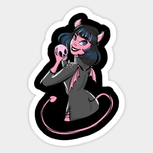 Devil girl with skull Sticker